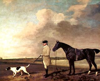 Valentine Knightley with His Shooting-Pony, 'Monarch', and His Pointer, 'Bell', in Barton Field