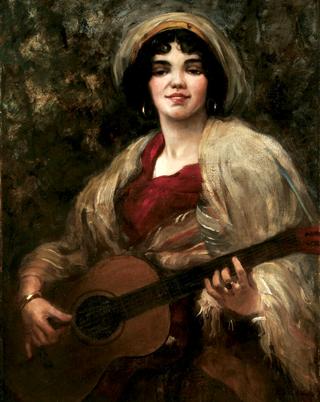 Gypsy girl with guitar