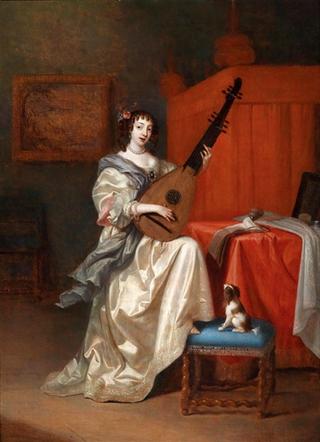 A young lady playing the lute