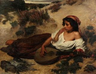 Gypsy woman with lute