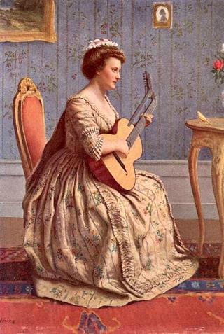 Woman playing the guitar