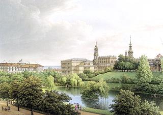 Blick aus den Anlagen zwischen Zwingerwall und Stahlstrasse, Dresden