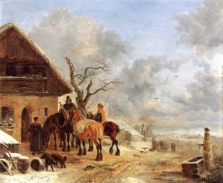 Winter Landscape with Inn and Hunting Lodge