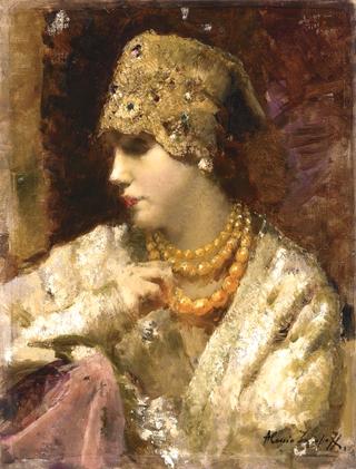 Portrait of a lady in Russian costume