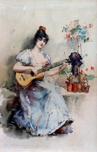 A Spanish Lady Playing guitar