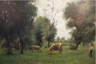 Cattle Grazing in a Spring Field