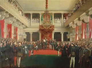 The opening of the Finnish parliament session 1863 by Alexander II