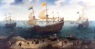 The Amsterdam fourmaster ‘De Hollandse Tuyn’ and other ships on their return from Brazil