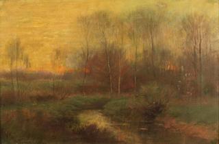 Meandering Stream with Sunset