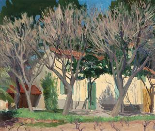 Trees Before a French Farmhouse