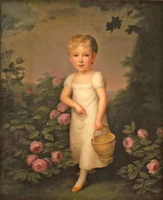 Portrait of Josephine Antoinette von Hedemann as a child with roses
