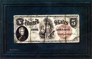 Fife Dollar Bill on a Blue Molded Panel