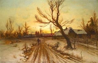 Winter Landscape at Sunset