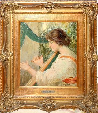 Lady playing a Harp