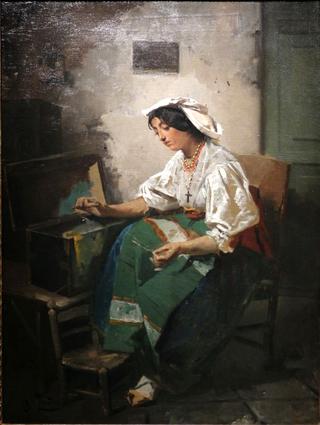 Girl Sewing