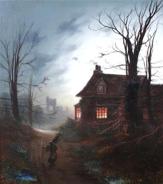 A country house by moonlight