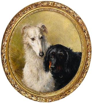 Portrait of a Borzoi and a Gordon