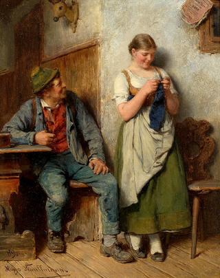 The Woodcutter and Girl Knitting