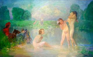 Bathers with a Dog