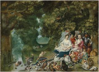 A Wooded Landscape with an Allegory of the Four Elements
