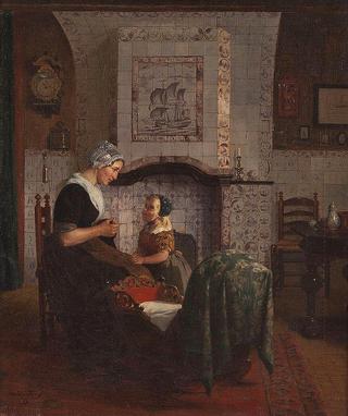 Mother and Daughter by the Cradle