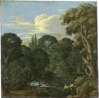 Landscape with forest pond