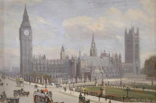 Houses of Parliament and Westminster Hall from Whitehall Corner