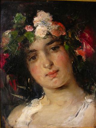 Portrait of a Girl with a Flower Wreath