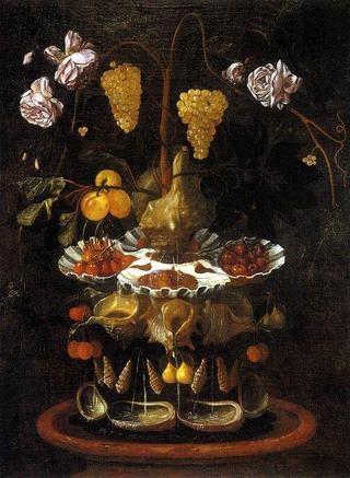 Still-Life with a Shell Fountain, Fruit and Flowers