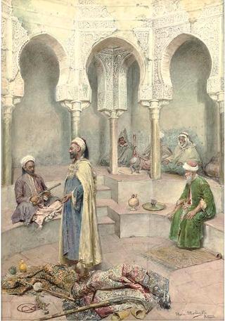 Traders in an Arabic courtyard