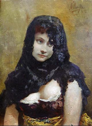 Young Woman in Blue Shawl