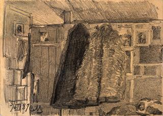 Sketch of Coats on a Coat Rack