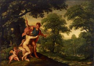 Wooded landscape with Venus and Adonis