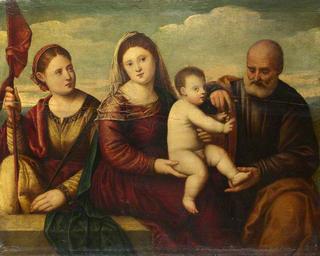 圣母子与圣约瑟夫和一位女性信徒