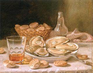 Still Life with Oysters, Whiskey and Biscuits