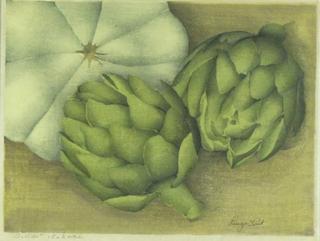 Still life of two artichokes