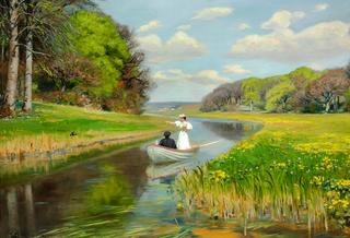 Spring, a Young Couple in a Rowing Boat