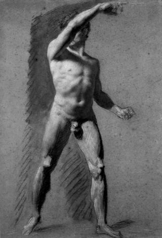 Nude Male Standing with Outstretched Arm