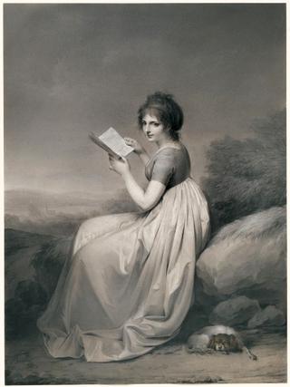 Jeune femme lisant dans un paysage