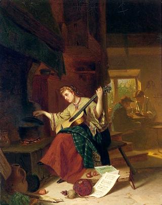 Woman playing the guitar