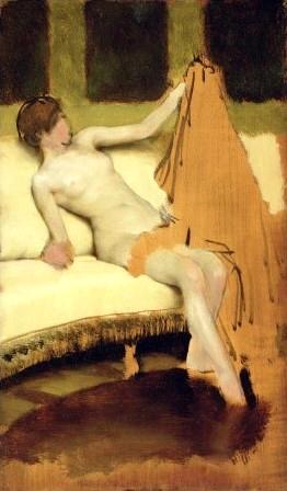 Female Nude Seated on a Couch in Alma-Tadema's Studio (unfinished)