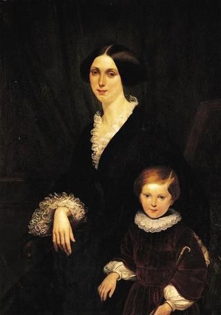 Portrait of Elizabeth Barrett Browning and her son