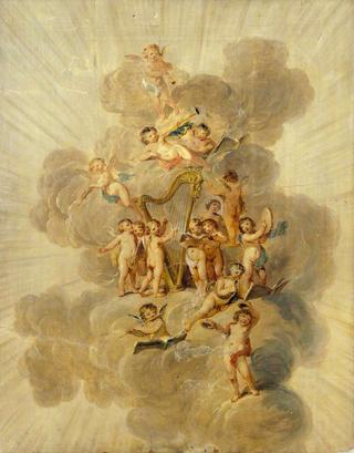 Winged Cherubs with Musical Instruments