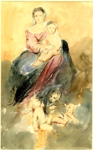 云端上的圣母子，带着小天使（在穆里略之后）
