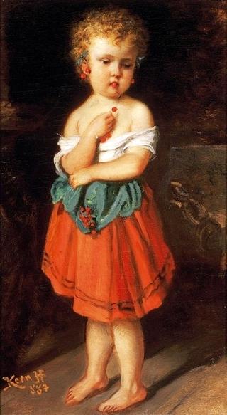 Girl Picking Cherries