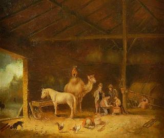 Barn interior with animals