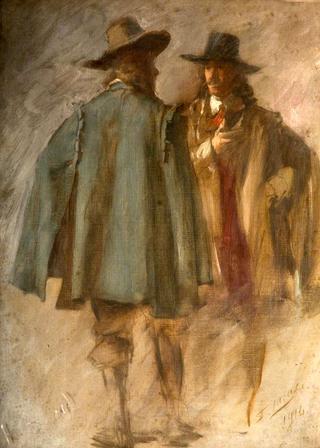 Two Standing Men (study for 'The Flight of the Five Members)