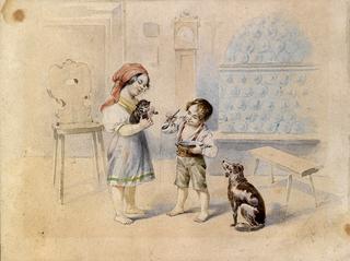 Children Playing with a Kitten