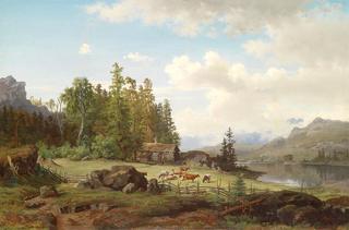 Landscape with grazing cows