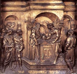 The Annunciation to Zacharias (detail from the baptismal font)